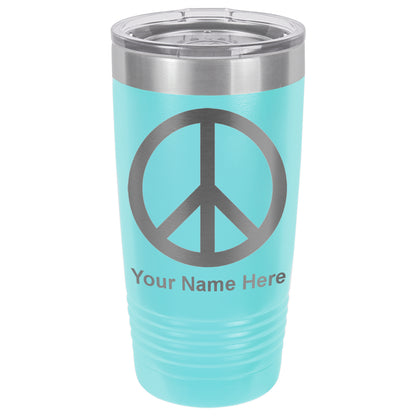 20oz Vacuum Insulated Tumbler Mug, Peace Sign, Personalized Engraving Included