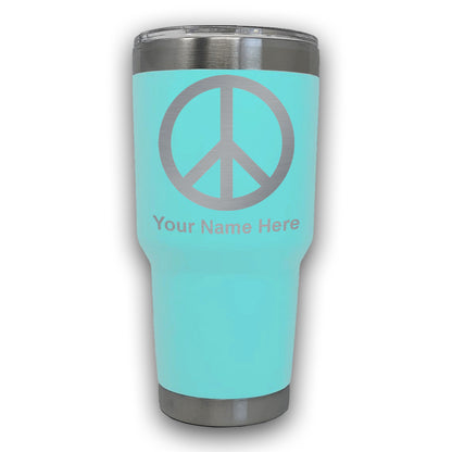 LaserGram 30oz Tumbler Mug, Peace Sign, Personalized Engraving Included
