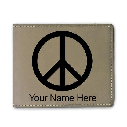Faux Leather Bi-Fold Wallet, Peace Sign, Personalized Engraving Included