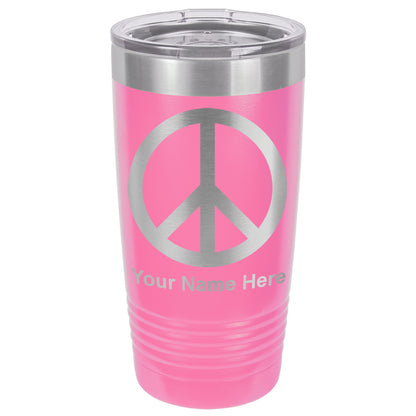 20oz Vacuum Insulated Tumbler Mug, Peace Sign, Personalized Engraving Included