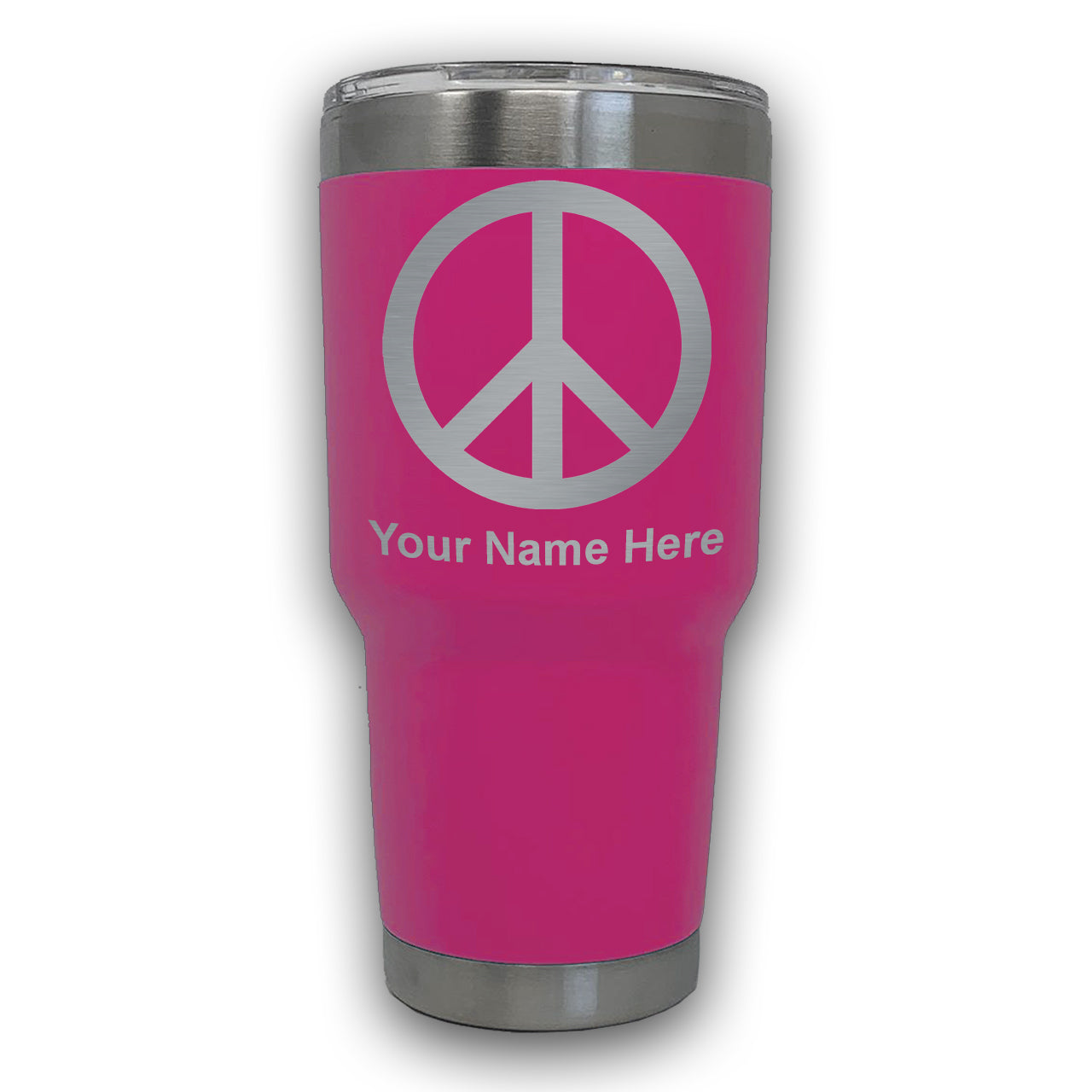 LaserGram 30oz Tumbler Mug, Peace Sign, Personalized Engraving Included