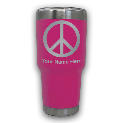 LaserGram 30oz Tumbler Mug, Peace Sign, Personalized Engraving Included