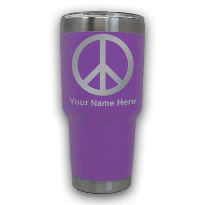 LaserGram 30oz Tumbler Mug, Peace Sign, Personalized Engraving Included