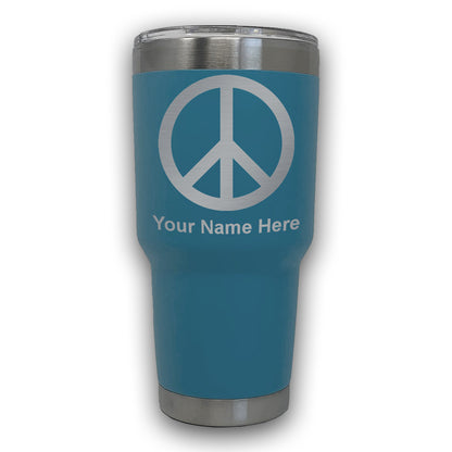 LaserGram 30oz Tumbler Mug, Peace Sign, Personalized Engraving Included