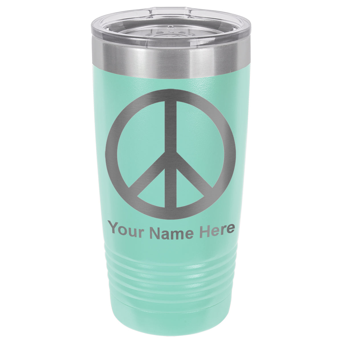 20oz Vacuum Insulated Tumbler Mug, Peace Sign, Personalized Engraving Included