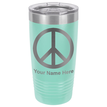20oz Vacuum Insulated Tumbler Mug, Peace Sign, Personalized Engraving Included