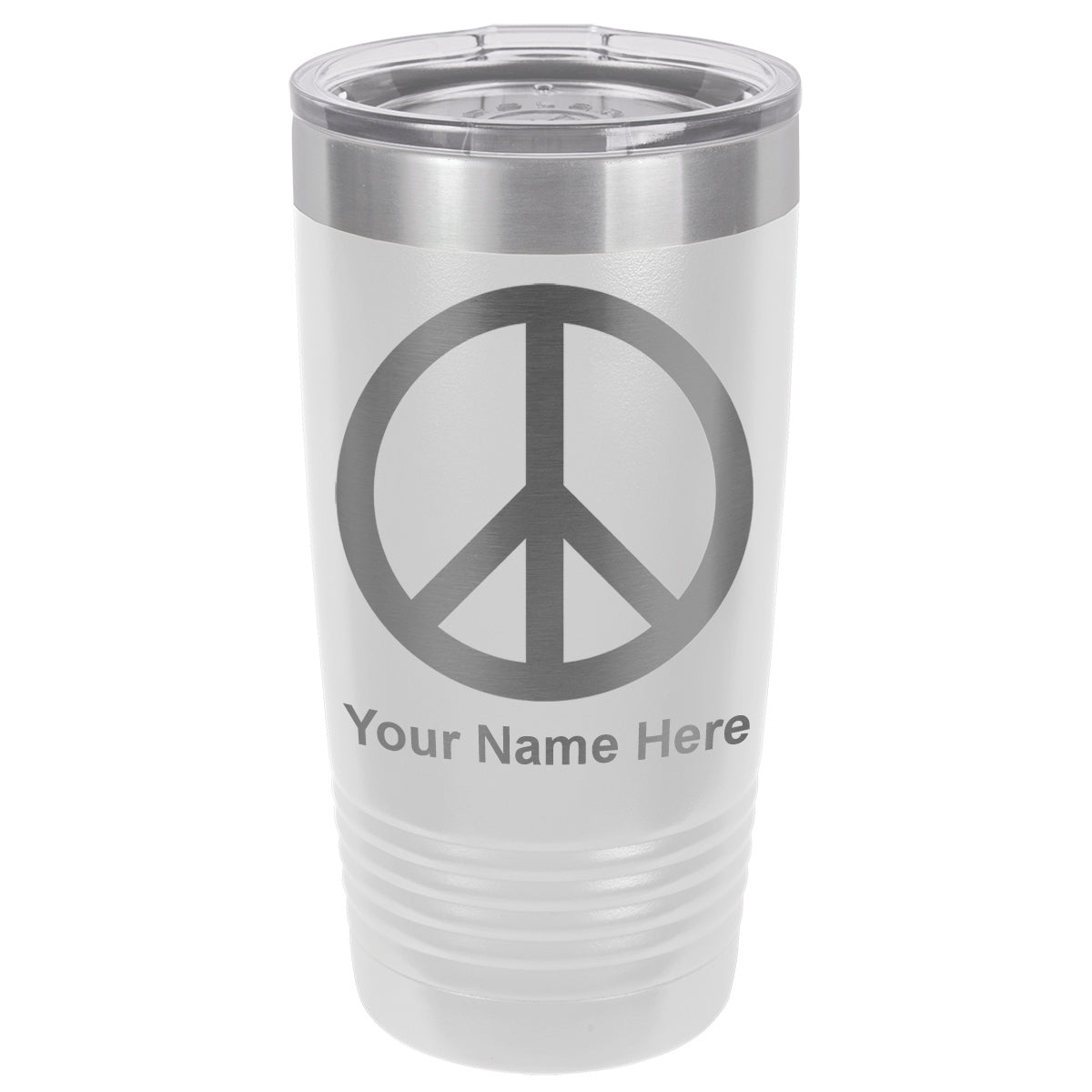 20oz Vacuum Insulated Tumbler Mug, Peace Sign, Personalized Engraving Included
