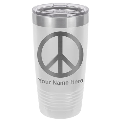20oz Vacuum Insulated Tumbler Mug, Peace Sign, Personalized Engraving Included