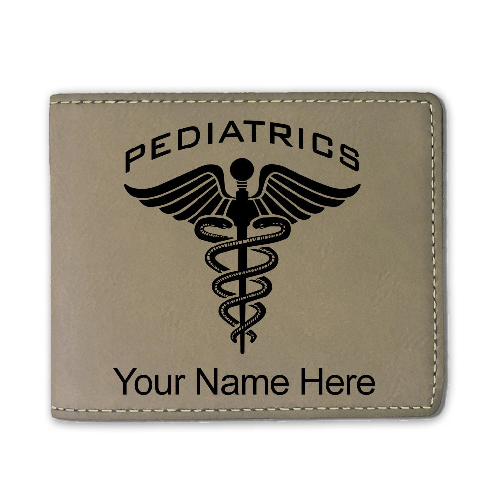 Faux Leather Bi-Fold Wallet, Pediatrics, Personalized Engraving Included