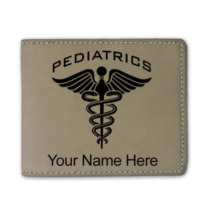 Faux Leather Bi-Fold Wallet, Pediatrics, Personalized Engraving Included