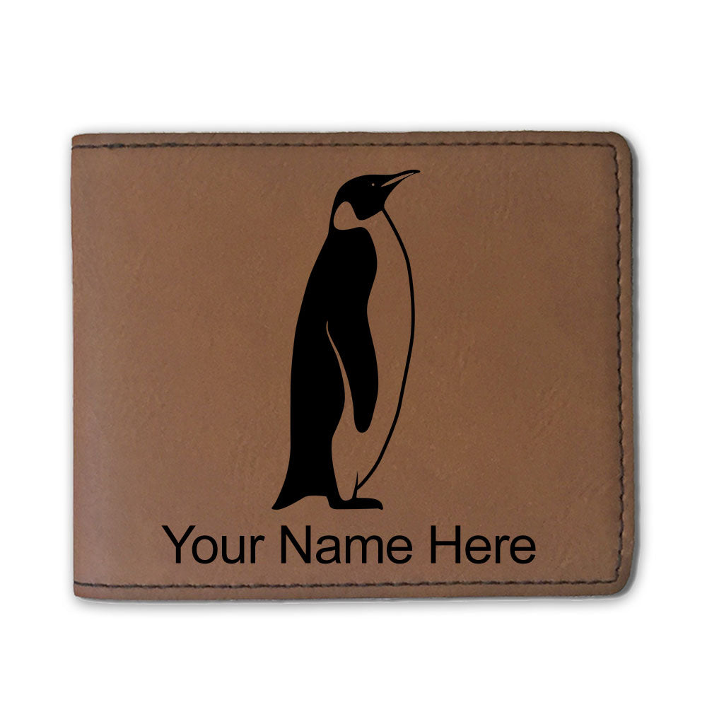 Faux Leather Bi-Fold Wallet, Penguin, Personalized Engraving Included