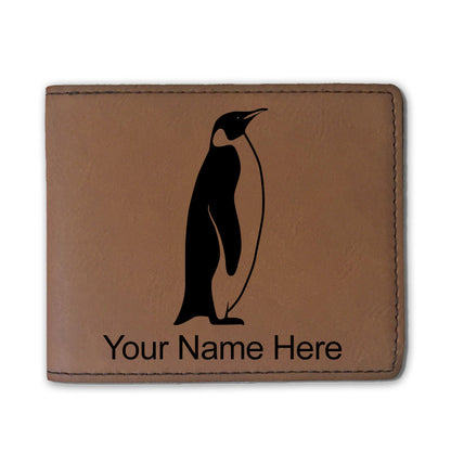 Faux Leather Bi-Fold Wallet, Penguin, Personalized Engraving Included