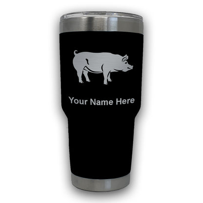 LaserGram 30oz Tumbler Mug, Pig, Personalized Engraving Included