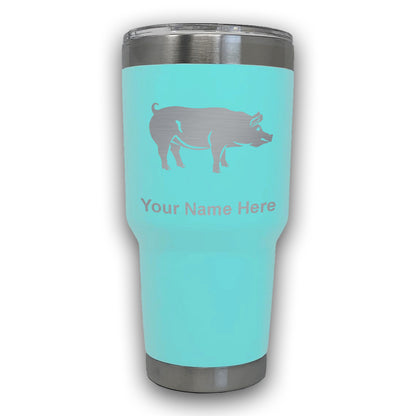 LaserGram 30oz Tumbler Mug, Pig, Personalized Engraving Included