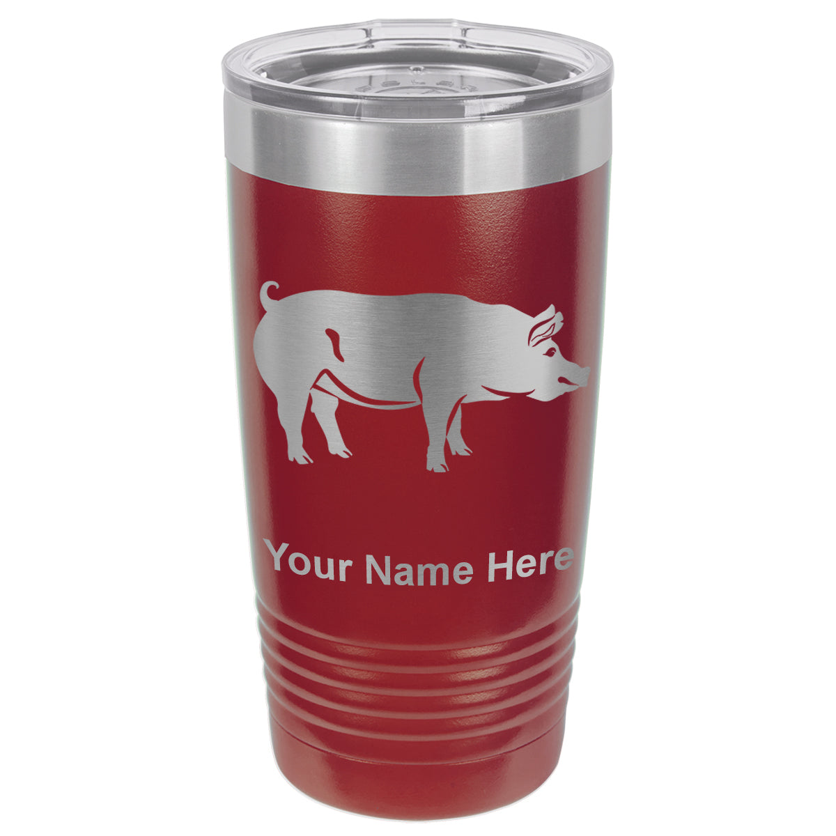 20oz Vacuum Insulated Tumbler Mug, Pig, Personalized Engraving Included
