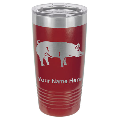 20oz Vacuum Insulated Tumbler Mug, Pig, Personalized Engraving Included