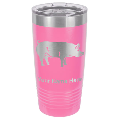 20oz Vacuum Insulated Tumbler Mug, Pig, Personalized Engraving Included