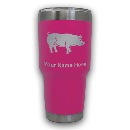 LaserGram 30oz Tumbler Mug, Pig, Personalized Engraving Included