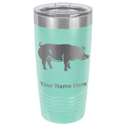 20oz Vacuum Insulated Tumbler Mug, Pig, Personalized Engraving Included