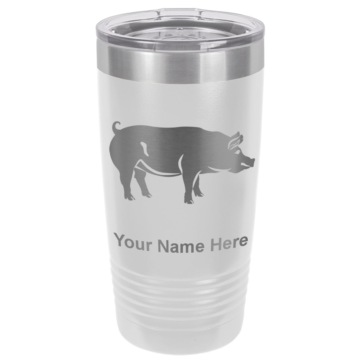 20oz Vacuum Insulated Tumbler Mug, Pig, Personalized Engraving Included