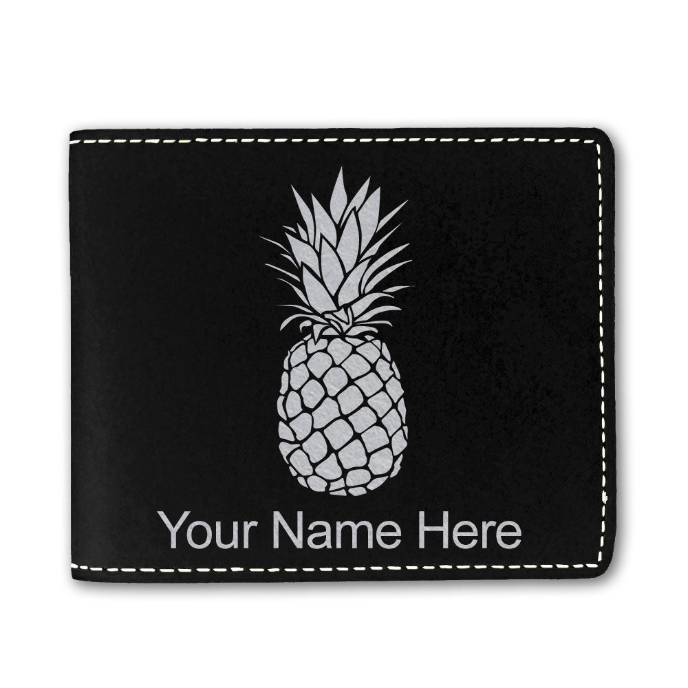 Faux Leather Bi-Fold Wallet, Pineapple, Personalized Engraving Included