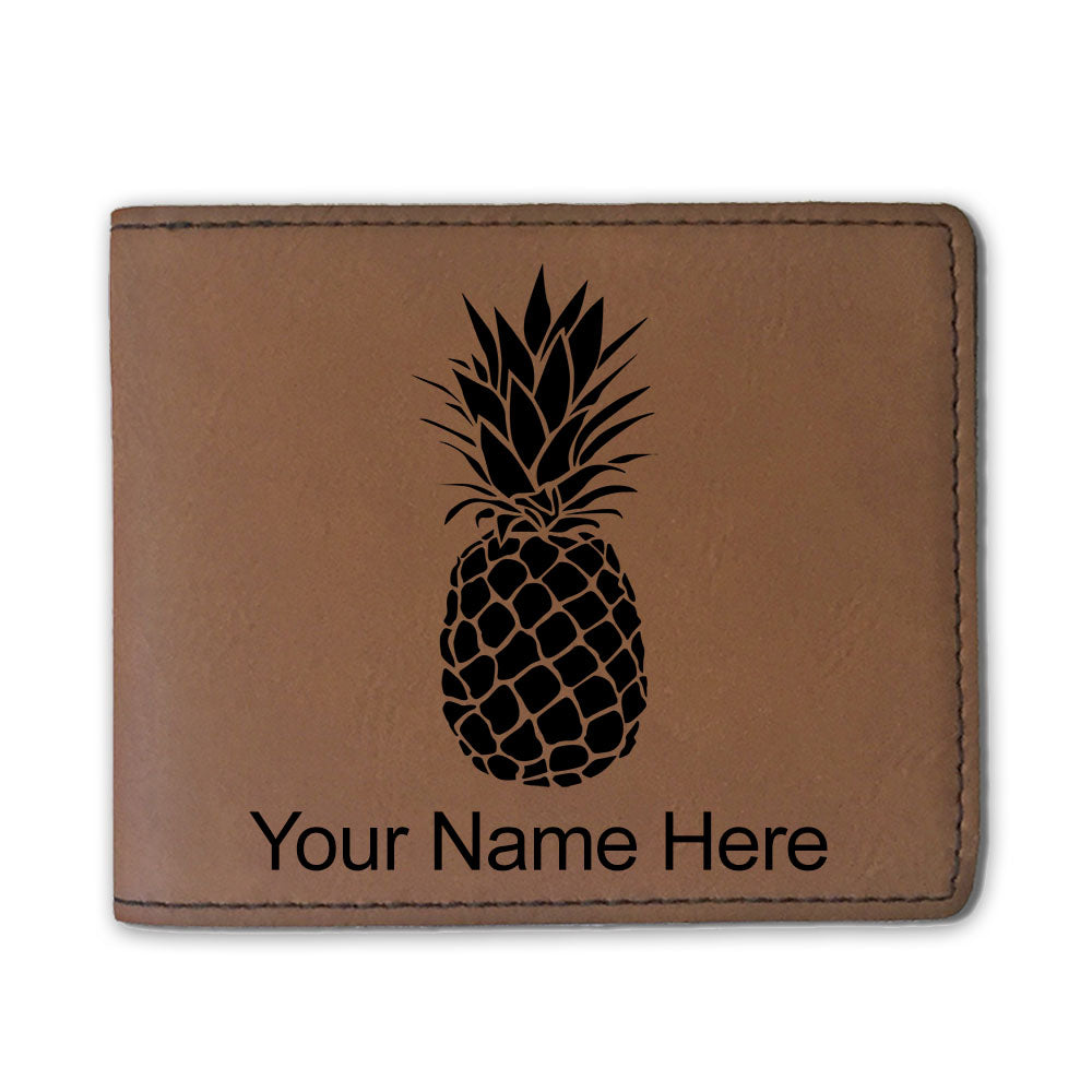 Faux Leather Bi-Fold Wallet, Pineapple, Personalized Engraving Included