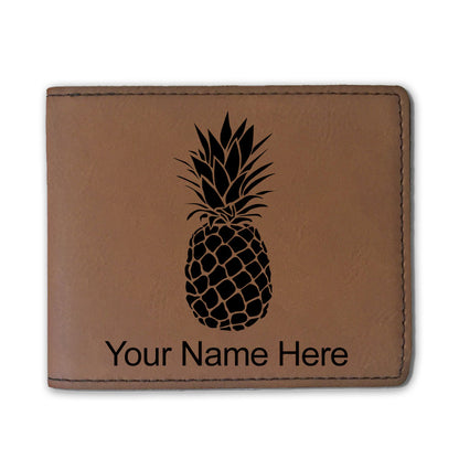 Faux Leather Bi-Fold Wallet, Pineapple, Personalized Engraving Included