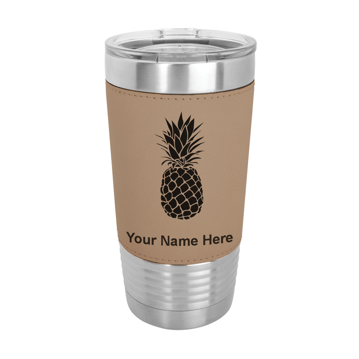 20oz Faux Leather Tumbler Mug, Pineapple, Personalized Engraving Included - LaserGram Custom Engraved Gifts