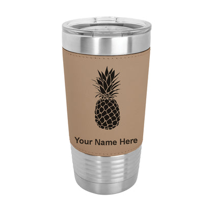 20oz Faux Leather Tumbler Mug, Pineapple, Personalized Engraving Included - LaserGram Custom Engraved Gifts