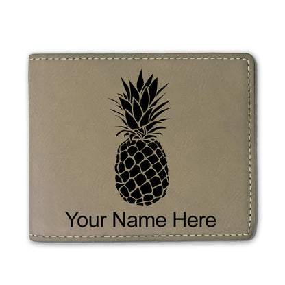 Faux Leather Bi-Fold Wallet, Pineapple, Personalized Engraving Included