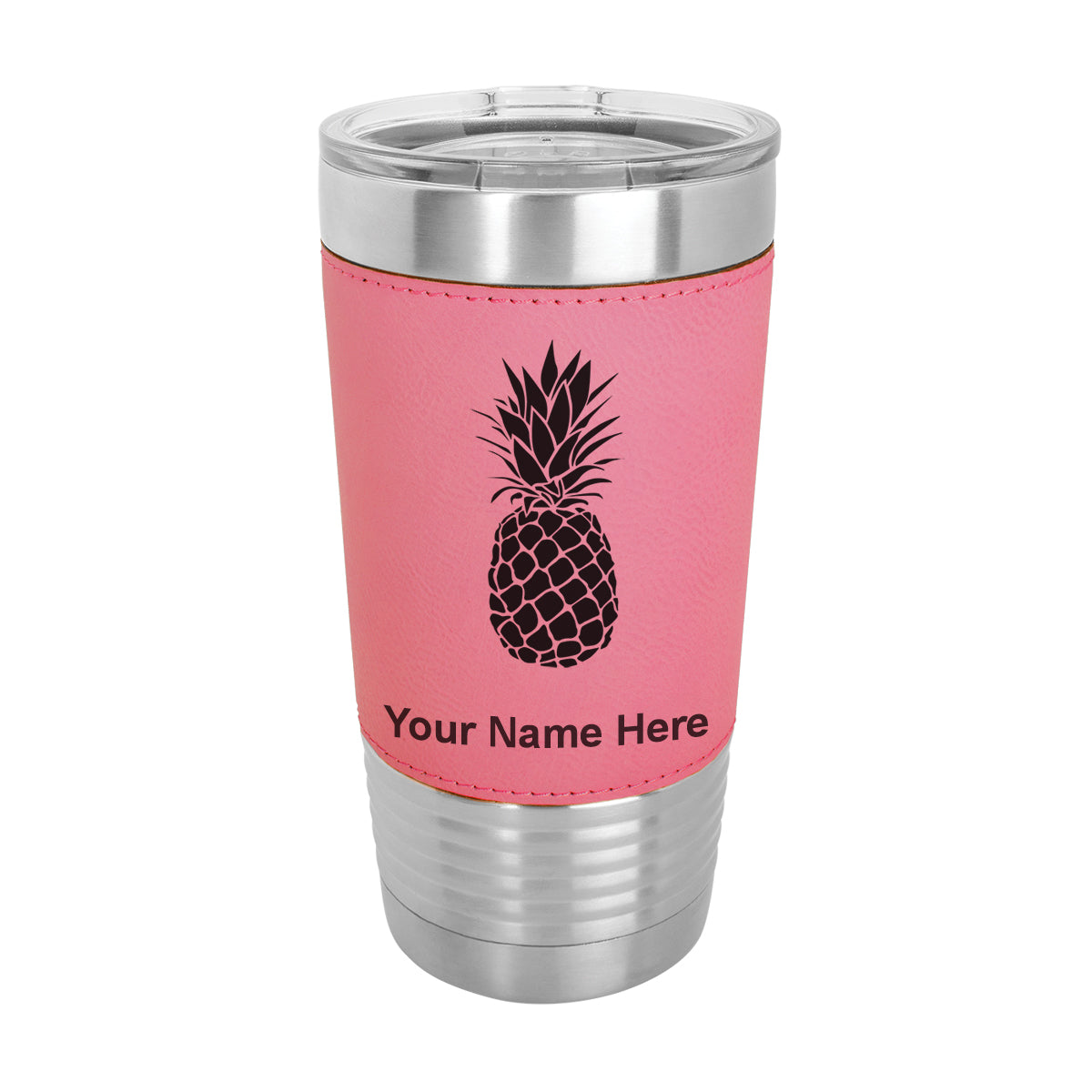 20oz Faux Leather Tumbler Mug, Pineapple, Personalized Engraving Included - LaserGram Custom Engraved Gifts