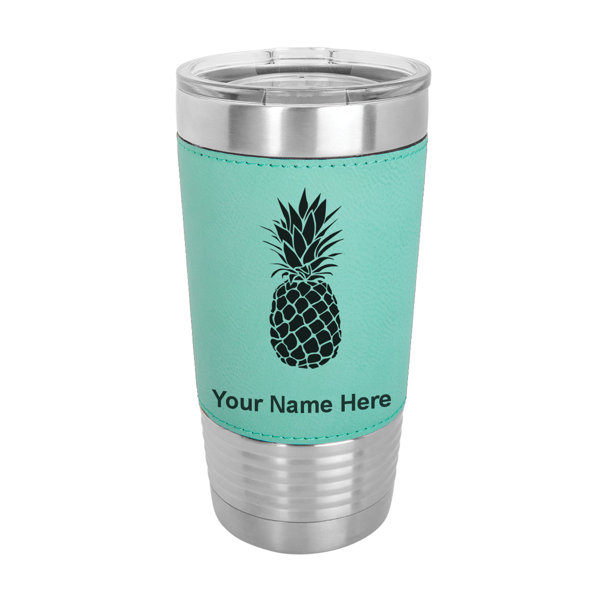 20oz Faux Leather Tumbler Mug, Pineapple, Personalized Engraving Included - LaserGram Custom Engraved Gifts