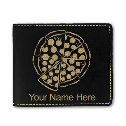 Faux Leather Bi-Fold Wallet, Pizza, Personalized Engraving Included