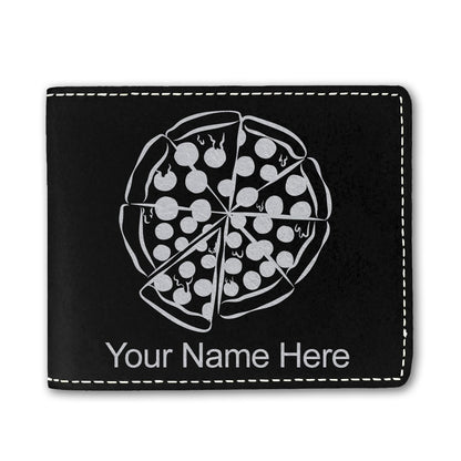 Faux Leather Bi-Fold Wallet, Pizza, Personalized Engraving Included