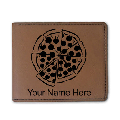 Faux Leather Bi-Fold Wallet, Pizza, Personalized Engraving Included