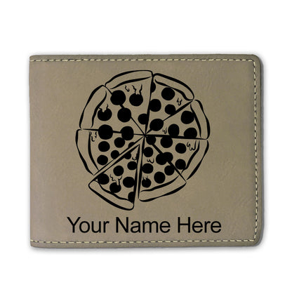 Faux Leather Bi-Fold Wallet, Pizza, Personalized Engraving Included