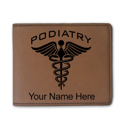 Faux Leather Bi-Fold Wallet, Podiatry, Personalized Engraving Included