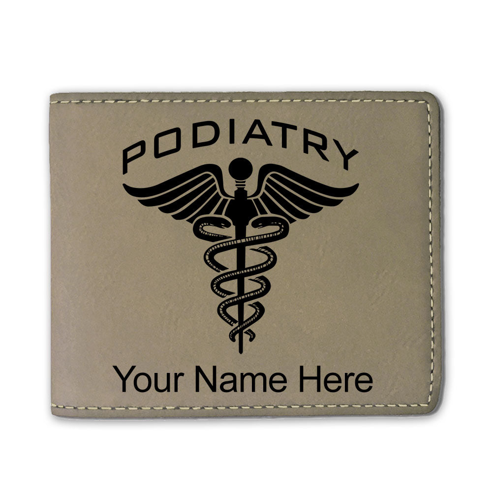 Faux Leather Bi-Fold Wallet, Podiatry, Personalized Engraving Included