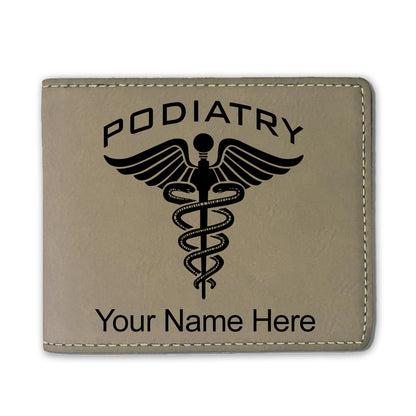 Faux Leather Bi-Fold Wallet, Podiatry, Personalized Engraving Included