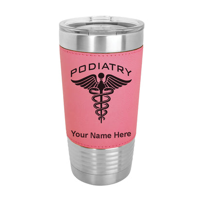 20oz Faux Leather Tumbler Mug, Podiatry, Personalized Engraving Included - LaserGram Custom Engraved Gifts