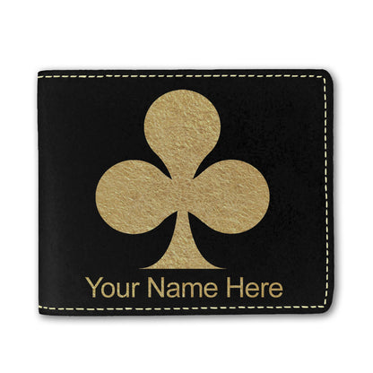 Faux Leather Bi-Fold Wallet, Poker Clubs, Personalized Engraving Included