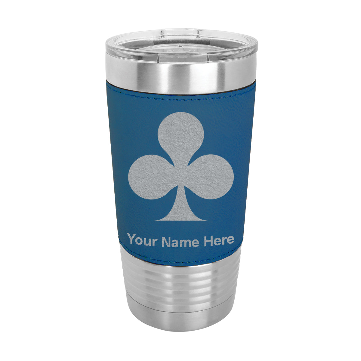 20oz Faux Leather Tumbler Mug, Poker Clubs, Personalized Engraving Included - LaserGram Custom Engraved Gifts