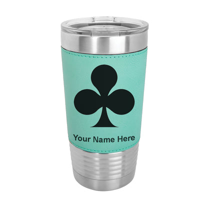 20oz Faux Leather Tumbler Mug, Poker Clubs, Personalized Engraving Included - LaserGram Custom Engraved Gifts