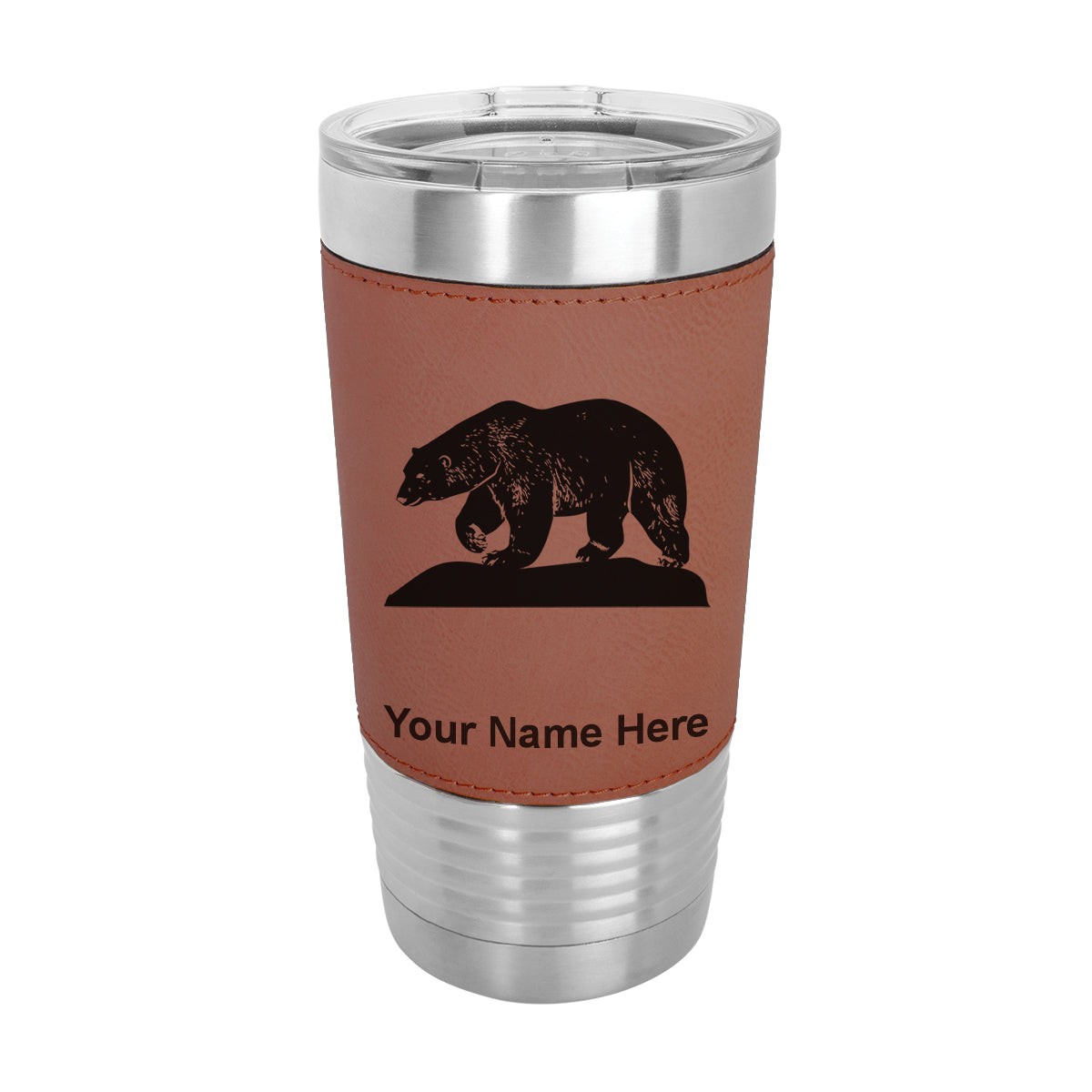 20oz Faux Leather Tumbler Mug, Polar Bear, Personalized Engraving Included - LaserGram Custom Engraved Gifts