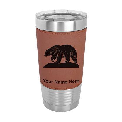 20oz Faux Leather Tumbler Mug, Polar Bear, Personalized Engraving Included - LaserGram Custom Engraved Gifts