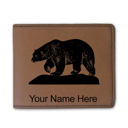 Faux Leather Bi-Fold Wallet, Polar Bear, Personalized Engraving Included