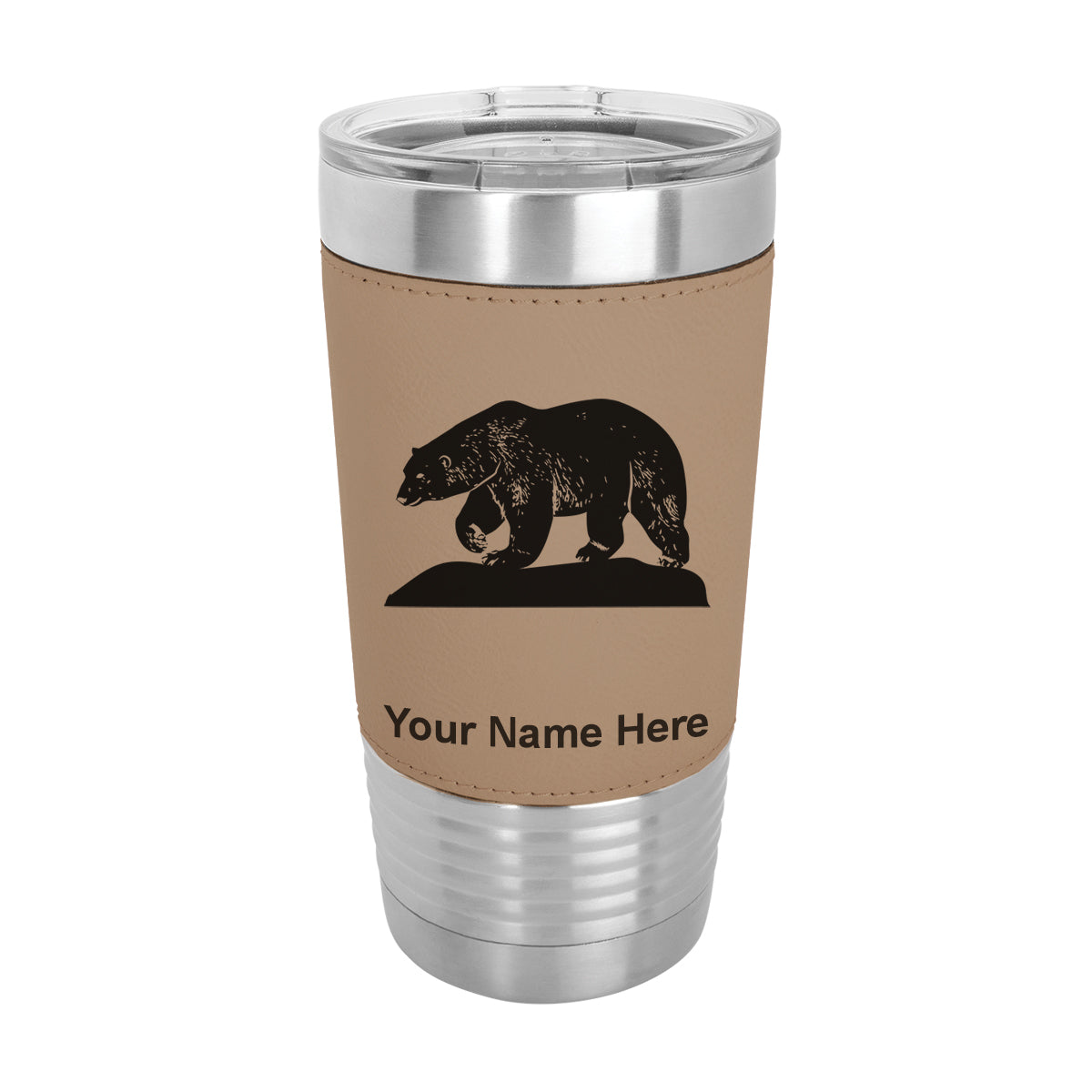 20oz Faux Leather Tumbler Mug, Polar Bear, Personalized Engraving Included - LaserGram Custom Engraved Gifts
