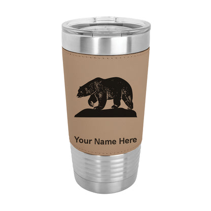 20oz Faux Leather Tumbler Mug, Polar Bear, Personalized Engraving Included - LaserGram Custom Engraved Gifts