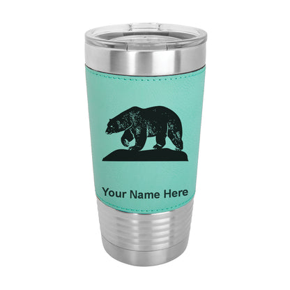 20oz Faux Leather Tumbler Mug, Polar Bear, Personalized Engraving Included - LaserGram Custom Engraved Gifts