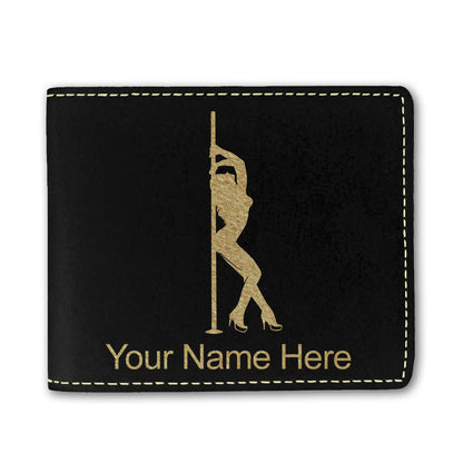 Faux Leather Bi-Fold Wallet, Pole Dancer, Personalized Engraving Included